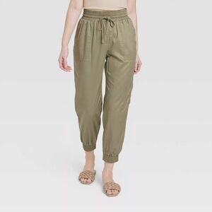 A New Day Women's Olive Green Drawstring Jogger Pants, Size Large, Lightweight